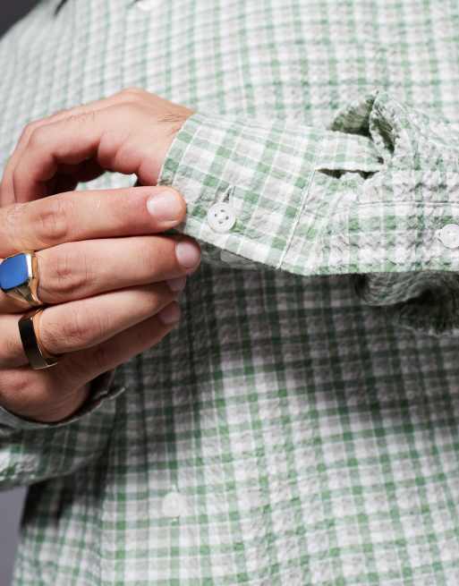 ASOS DESIGN - Oversized salviegrøn skjorte med revers og dad-tern i firkantet pasform, 3 af 4