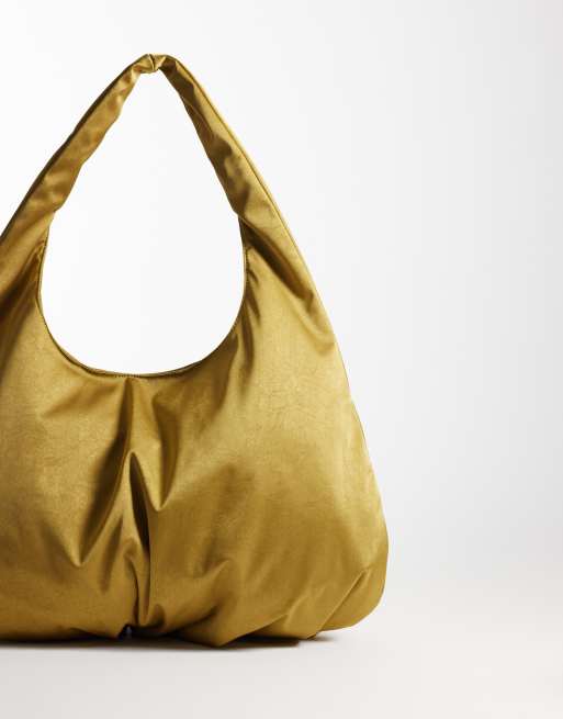 ASOS DESIGN oversized satijnen tote tas in chartreuse, 3 van 4