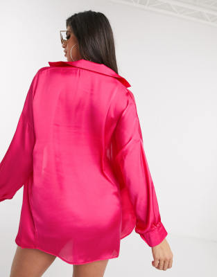 hot pink satin blouse