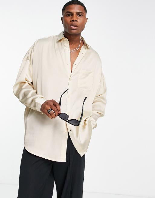 ASOS DESIGN longline oversized satin shirt in copper