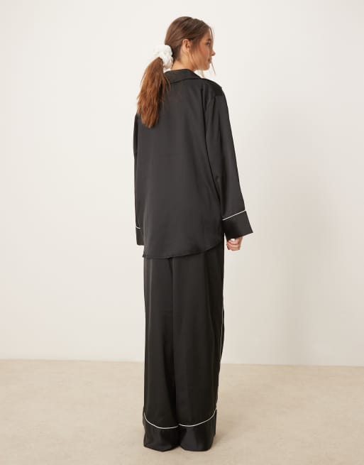 ASOS DESIGN oversized satin shirt & pants pajama set