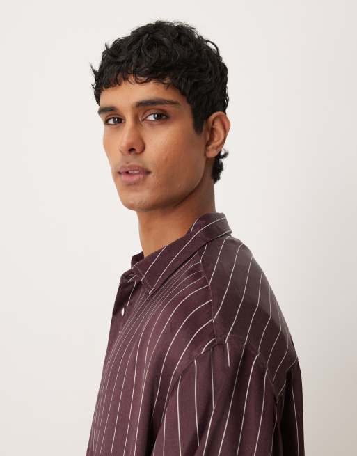 satin stripe dress shirt Giovanni's Modified Spread Collar Satin Stripe Dress Shirt