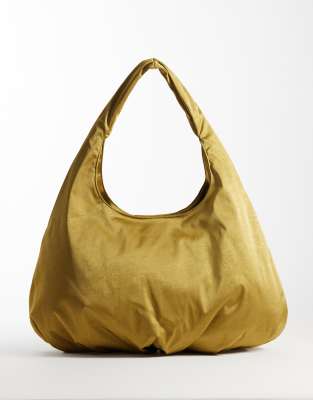 Asos Design Oversized Satin Tote Bag In Gold