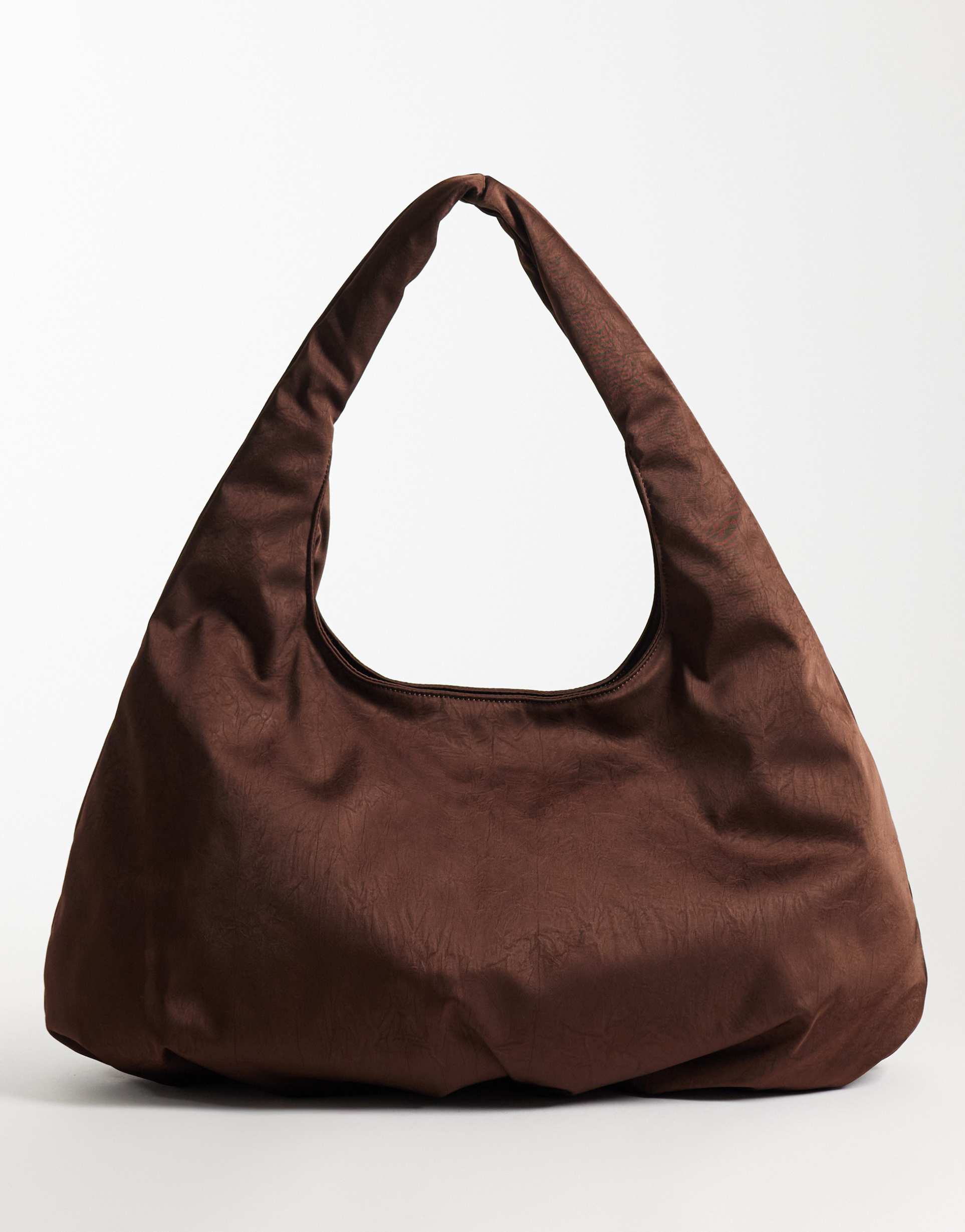 asos design oversized satin tote in chocolate