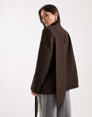 Asos Design Oversized Scarf Blazer-brown In Brown