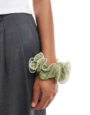 Asos Design Oversized Scrunchie Hairband With Contrast Stitching