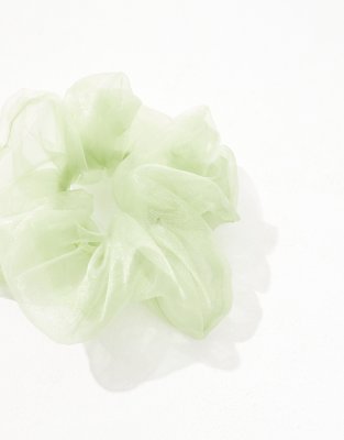 Asos Design Oversized Scrunchie Hairband With Textured Organza In Black