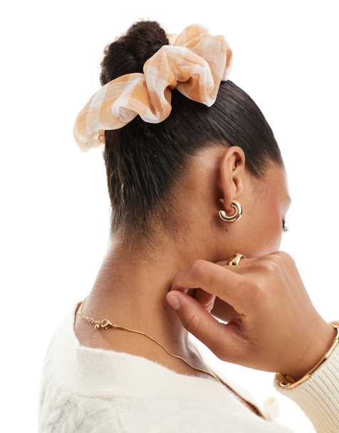 ASOS DESIGN - Oversized scrunchie van organza met gingham ruit in multi - view 1