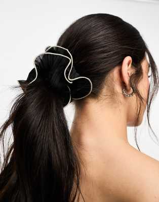 ASOS DESIGN oversized scrunchie with contrast stitching in black black 2190₽
