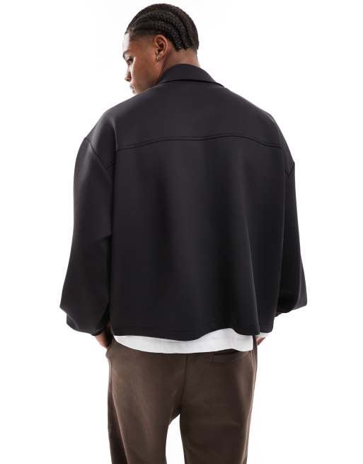 ASOS DESIGN oversized scuba harrington jacket in black