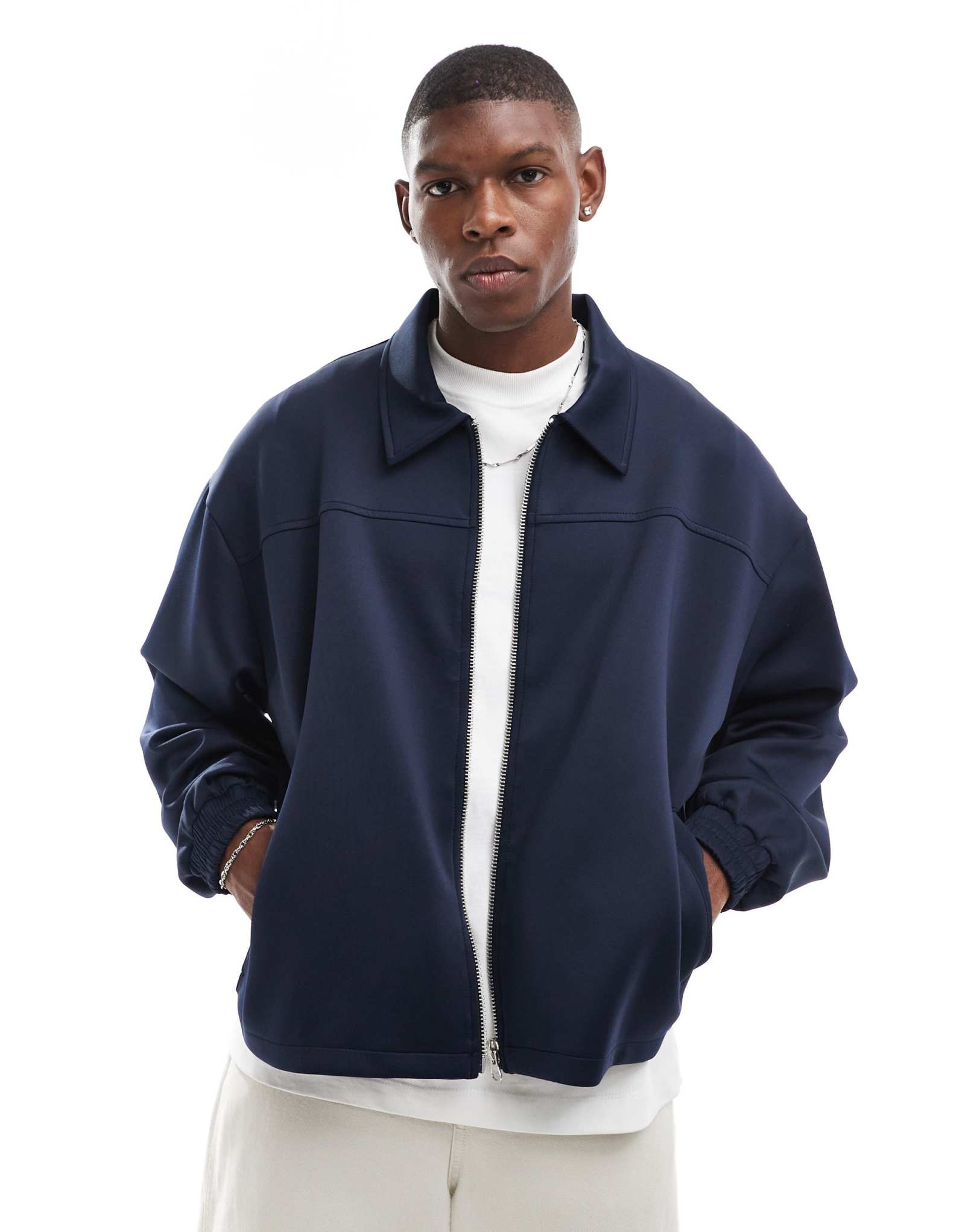 ДИЗАЙНЕРСКАЯ куртка ASOS для подводного плавания harrington большого размера темно-синего цвета