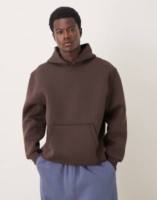 oversized scuba hoodie in brown
