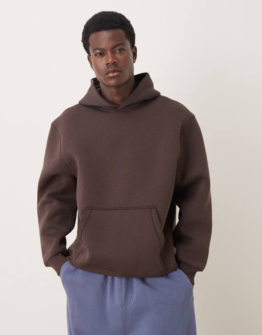ASOS DESIGN oversized scuba hoodie in brown