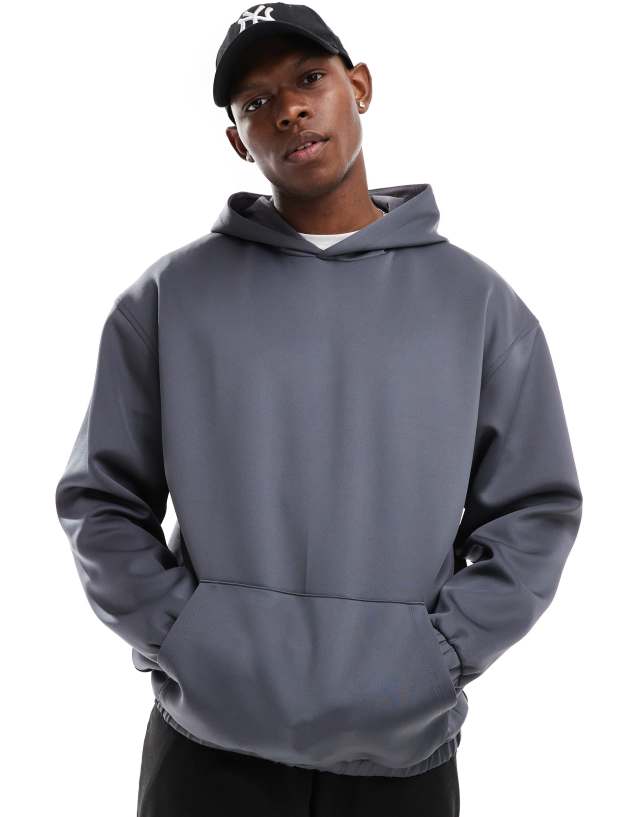 ASOS DESIGN - oversized scuba hoodie in charcoal