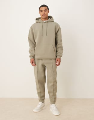 Asos Design Oversized Scuba Hoodie With Fixed Hem And Drawstring In Green