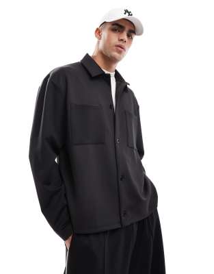 Asos Design Oversized Scuba Jacket In Black