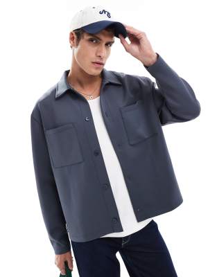 Asos Design Oversized Scuba Jacket In Charcoal-gray