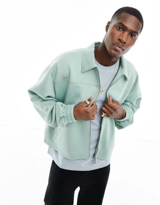 ASOS DESIGN oversized scuba jacket in green