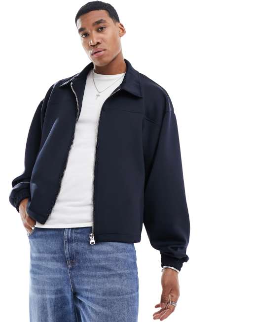 ASOS DESIGN oversized scuba jacket in navy