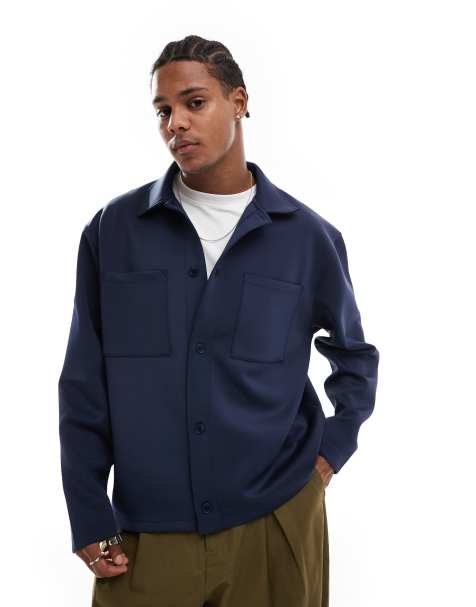 ASOS DESIGN oversized scuba jacket in navy - view 1