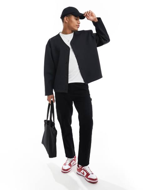 ASOS DESIGN oversized scuba shacket in black - view 1