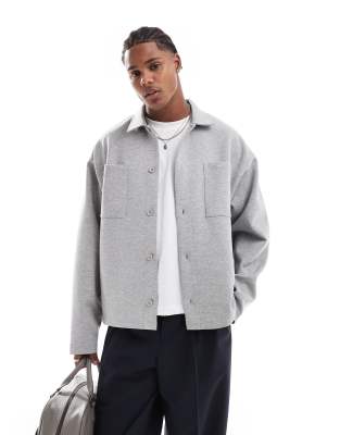 ASOS DESIGN oversized scuba shacket in grey marl