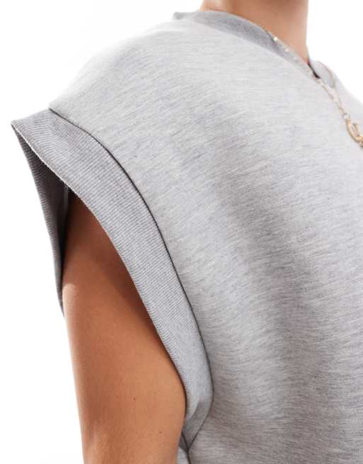 ASOS DESIGN oversized scuba sleeveless v-neck sweatshirt in gray heather