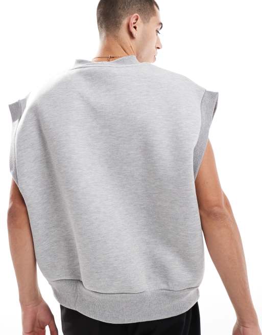 ASOS DESIGN oversized scuba sleeveless v-neck sweatshirt in gray heather