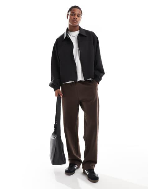 ASOS DESIGN oversized scuba-style fabric harrington jacket in black - view 1