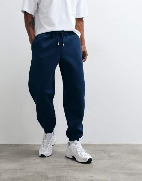 ASOS DESIGN oversized scuba-style fabric jogger in navy - view 1