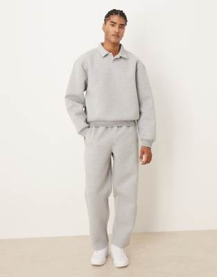 Asos Design Oversized Scuba-style Fabric Sweatpants With Piping In Gray