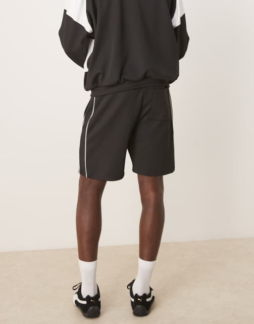 ASOS DESIGN oversized scuba-style fabric shorts with print in black co ord, 4 of 5