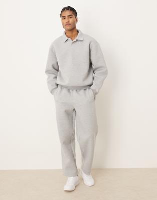 Asos Design Oversized Scuba-style Fabric Sweatpants With Piping In Gray