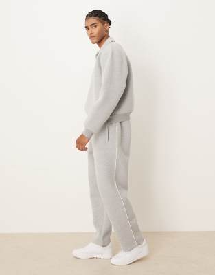 Asos Design Oversized Scuba-style Fabric Sweatpants With Piping In Gray