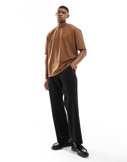 ASOS DESIGN oversized scuba-style fabric t-shirt in brown, 2 of 4