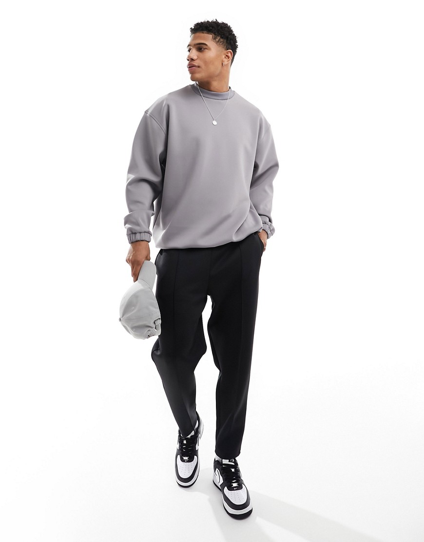 Asos Design Oversized Scuba Sweatshirt In Gray