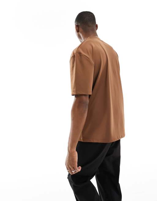 ASOS DESIGN oversized scuba t-shirt in brown, 3 of 4