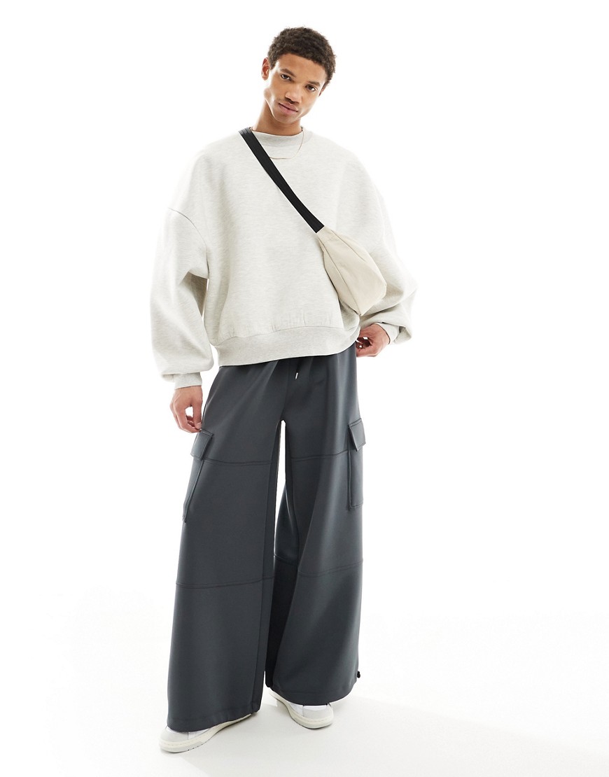 ASOS DESIGN oversized scuba utility joggers in charcoal-Grey