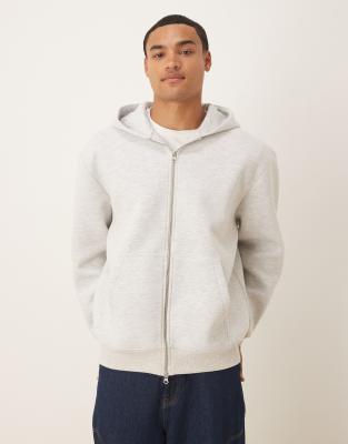 Asos Design Oversized Scuba Zip Up Hoodie In White
