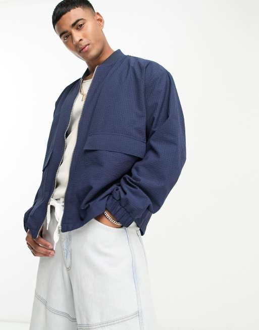 Asos navy bomber clearance jacket