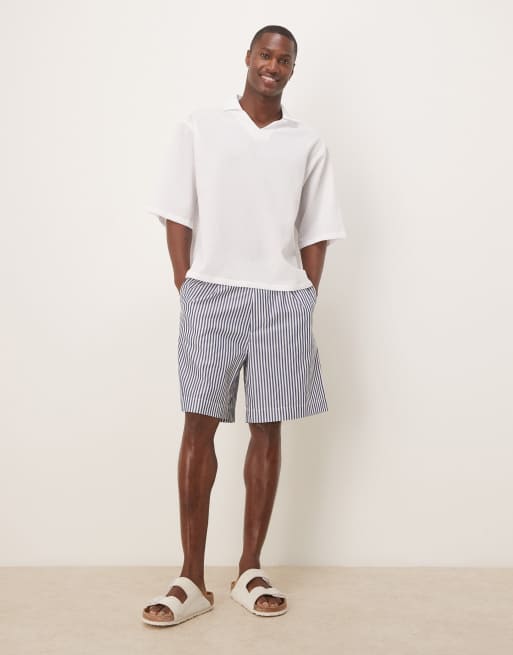 ASOS DESIGN - Oversized seersucker overhemd zonder sluiting met halflange mouwen in wit, 3 van 4