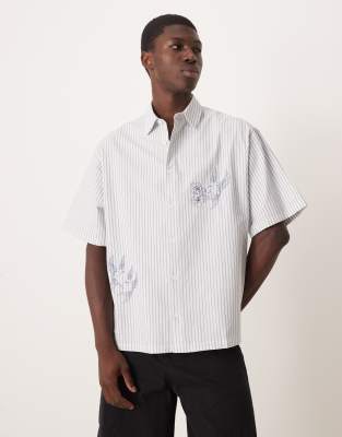 Asos Design Oversized Seersucker Striped Shirt In Multi