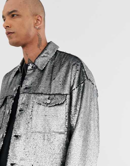 Men's silver deals sequin jacket