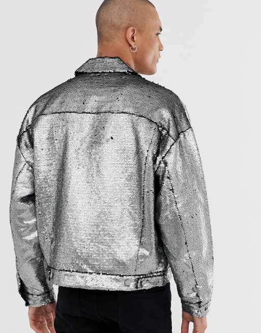 Silver sequin jacket on sale mens