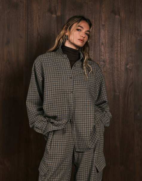 ASOS DESIGN oversized shacket in check - part of a set - view 1