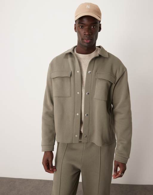 ASOS DESIGN oversized shacket in khaki