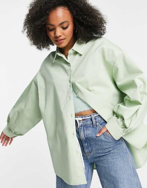 ASOS DESIGN oversized shacket in mint