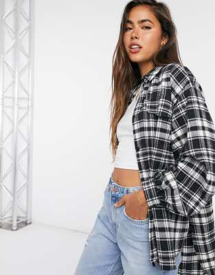 ASOS DESIGN oversized shacket in mono check-Multi