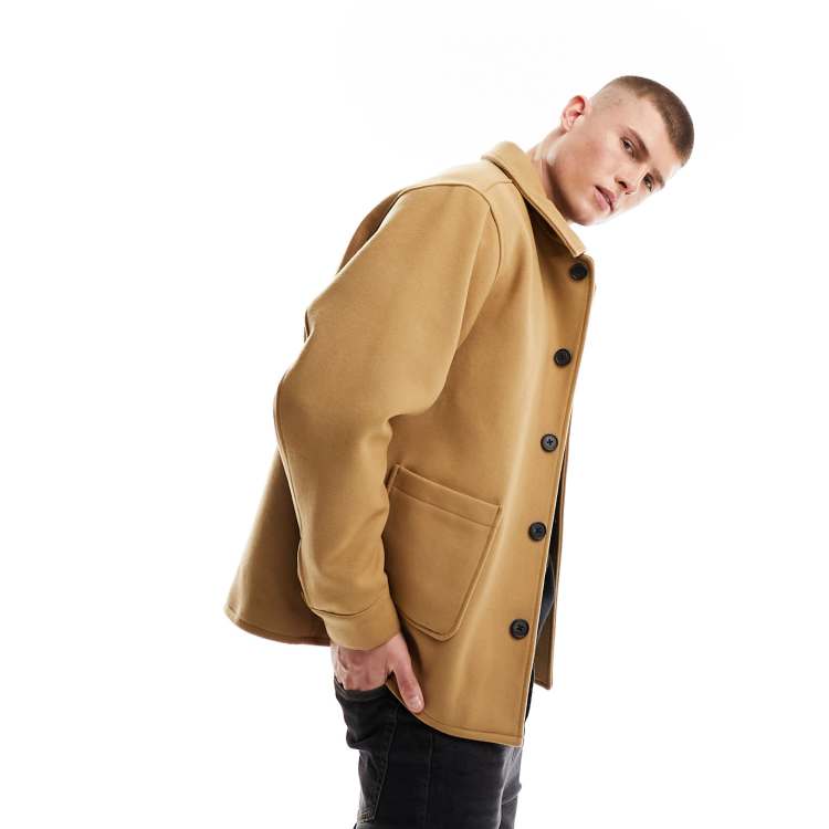 ASOS DESIGN oversized shacket in wool blend camel