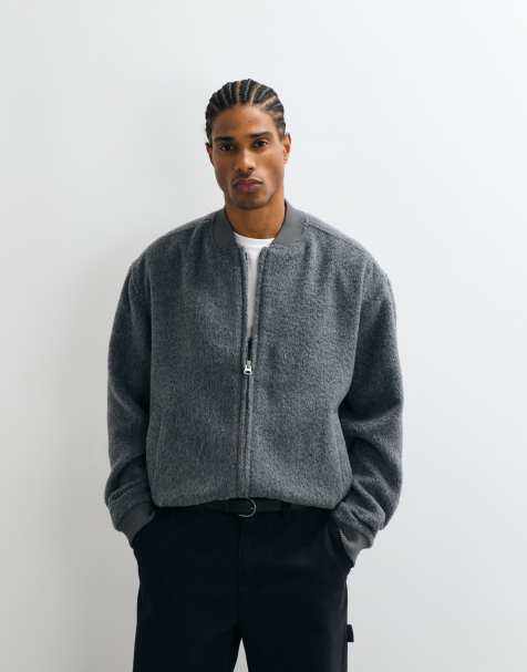 ASOS DESIGN - Oversized shacket met wollook in grijs - view 1